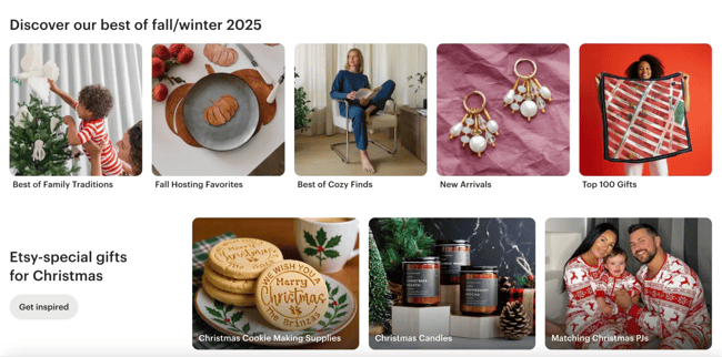 dynamic website example, etsy